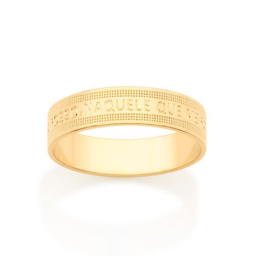 ALIANÇA TUDO POSSO NAQUELE QUE ME FORTALECE BANHADA A OURO 18K