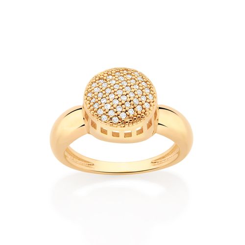 ANEL BOTÃO BANHADO A OURO 18K COM ZIRCÔNIAS