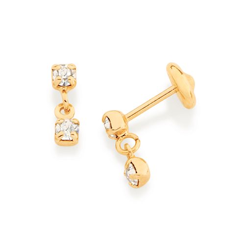 BRINCO INFANTIL BANHADO A OURO 18K COM CRISTAIS