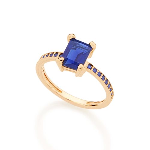 ANEL BANHADO A OURO 18K COM ZIRCÔNIAS E CRISTAL