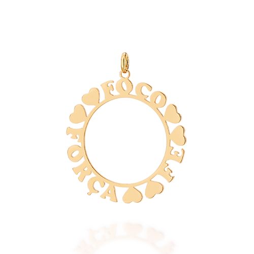 PINGENTE BANHADO A OURO 18K FOCO FORÇA E FÉ