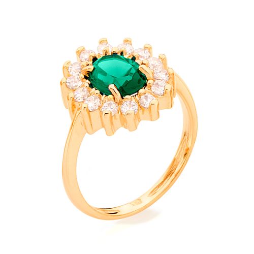 ANEL BANHADO A OURO 18K COM CRISTAL E ZIRCÔNIAS