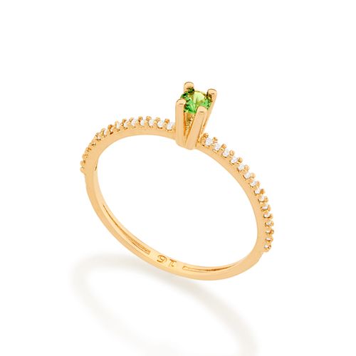 ANEL SOLITÁRIO BANHADO A OURO 18K COM ZIRCÔNIAS