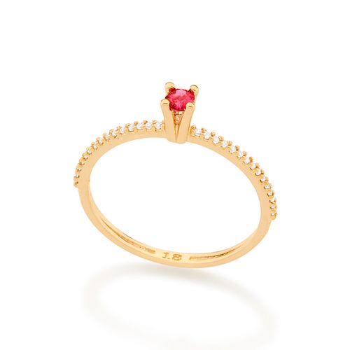 ANEL SOLITÁRIO BANHADO A OURO 18K COM ZIRCÔNIAS