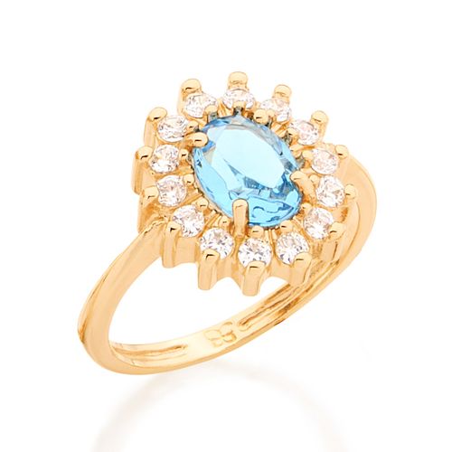 ANEL BANHADO A OURO 18K COM CRISTAL E ZIRCÔNIAS