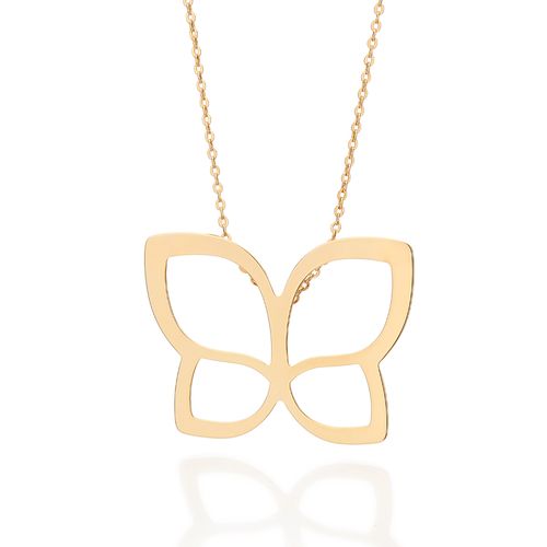 GARGANTILHA COM BORBOLETA BANHADA A OURO 18K