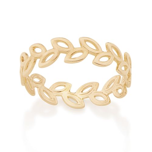 ANEL FOLHAS BANHADO A OURO 18K