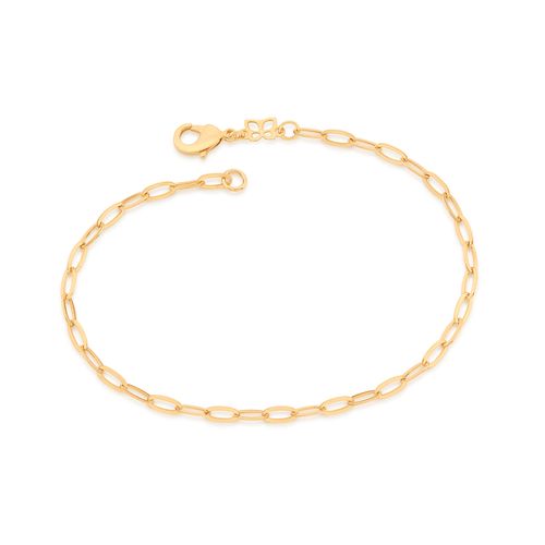 PULSEIRA ELO CADEADO OVAL BANHADA A OURO 18K