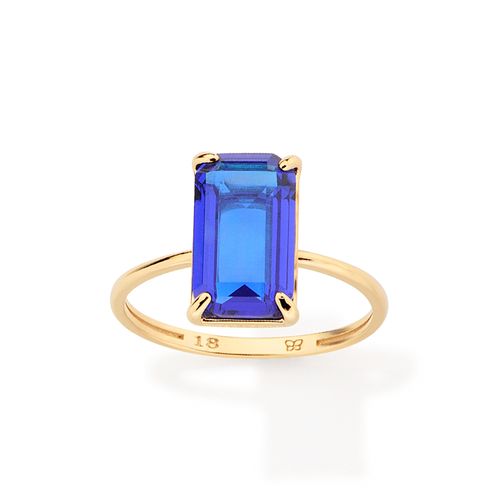 ANEL SOLITÁRIO BANHADO A OURO 18K COM CRISTAL