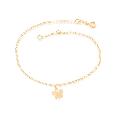 TORNOZELEIRA BANHADA A OURO 18K COM BORBOLETA