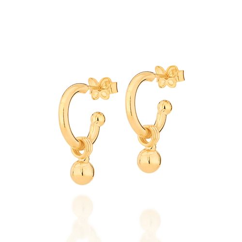 BRINCO MEIA ARGOLA BANHADO A OURO 18K
