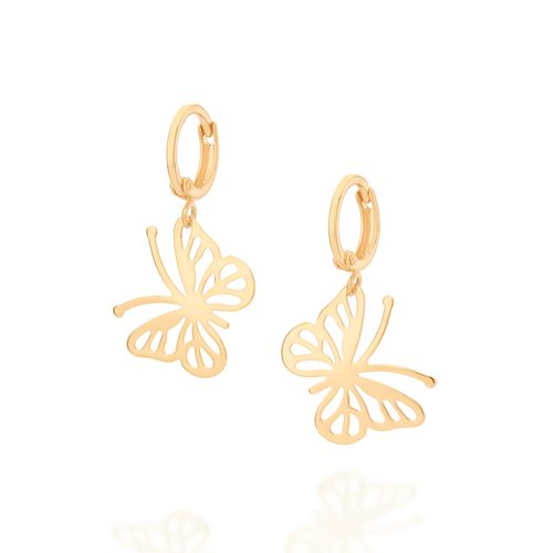BRINCO ARGOLA BORBOLETA BANHADO A OURO 18K