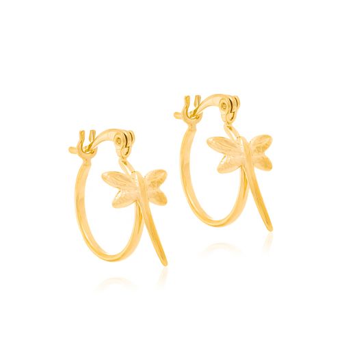 BRINCO ARGOLA COM LIBÉLULA BANHADO A OURO 18K
