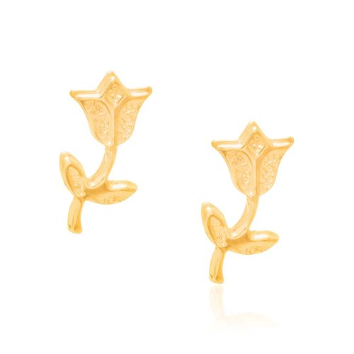 BRINCO FLOR TULIPA BANHADO A OURO 18K