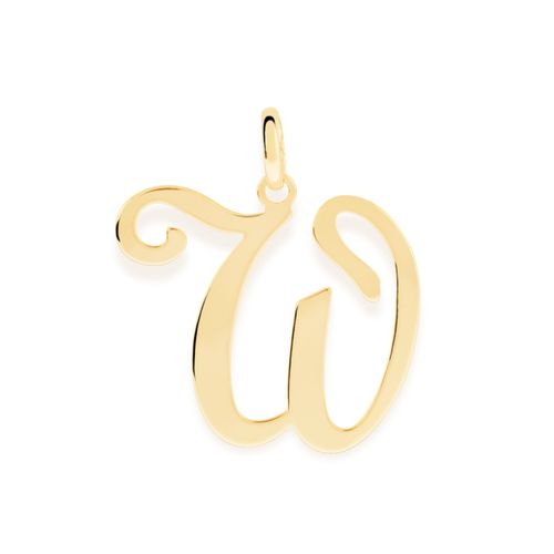 PINGENTE LETRA BANHADO A OURO 18K -LETRA W