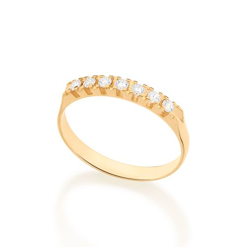 MEIA ALIANÇA BANHADA A OURO 18K COM ZIRCÔNIAS