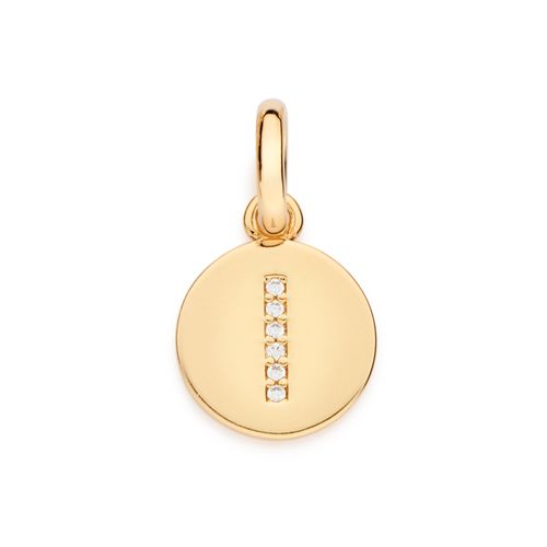 PINGENTE LETRA BANHADO A OURO 18K COM ZIRCÔNIAS -LETRA I