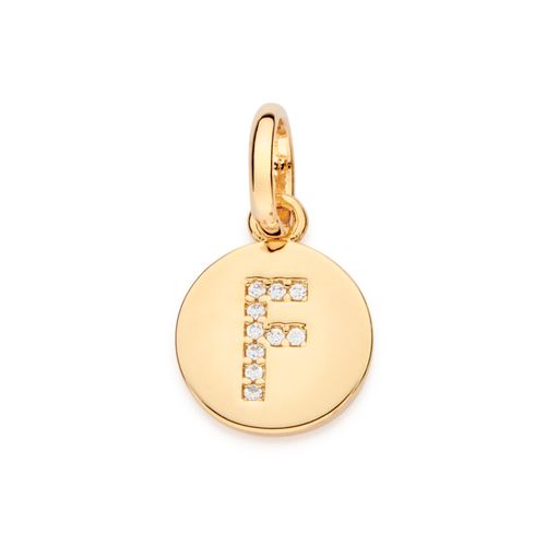 PINGENTE LETRA BANHADO A OURO 18K COM ZIRCÔNIAS -LETRA F