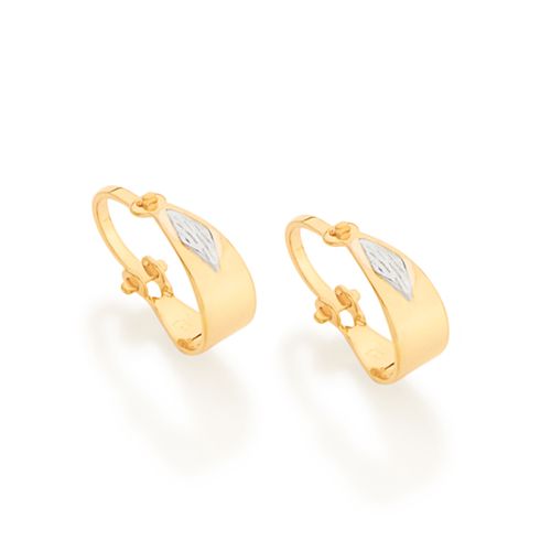 BRINCO ARGOLA BANHADO A OURO 18K COM APLICAÇÃO DE RHODIUM