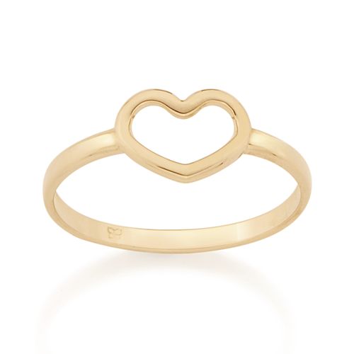 ANEL SKINNY COM CORAÇÃO VAZADO BANHADO A OURO 18K