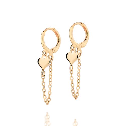 BRINCO ARGOLA CORAÇÃO BANHADO A OURO 18K