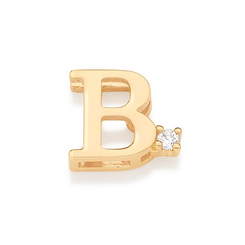 PINGENTE LETRA BANHADO A OURO 18K COM ZIRCÔNIA-LETRA B