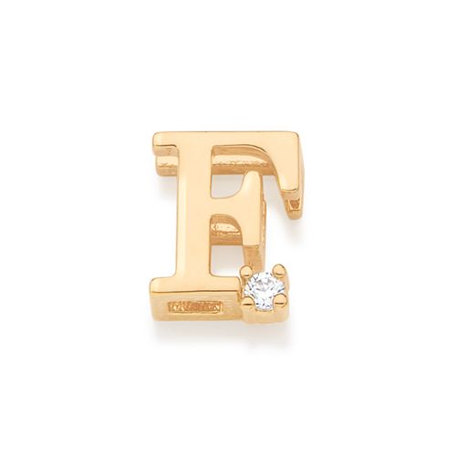 PINGENTE LETRA BANHADO A OURO 18K COM ZIRCÔNIA-LETRA F