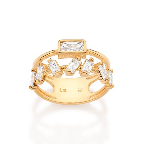 ANEL ARO DUPLO BANHADO A OURO 18K COM ZIRCÔNIAS