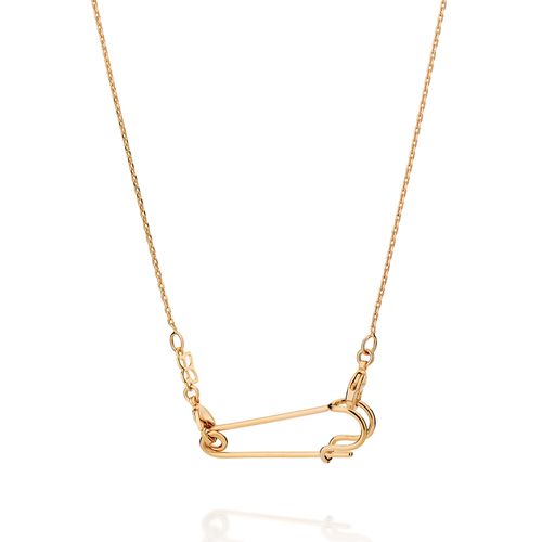 GARGANTILHA COM PINGENTE ALFINETE BANHADA A OURO 18K