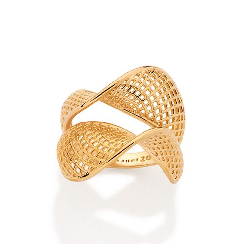 MAXI ANEL ARO DUPLO TORCIDO BANHADO A OURO 18K