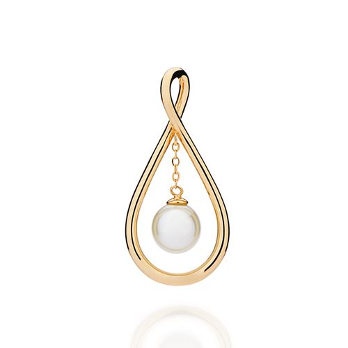 MAXI PINGENTE GOTA BANHADO A OURO 18K COM PÉROLA SINTÉTICA