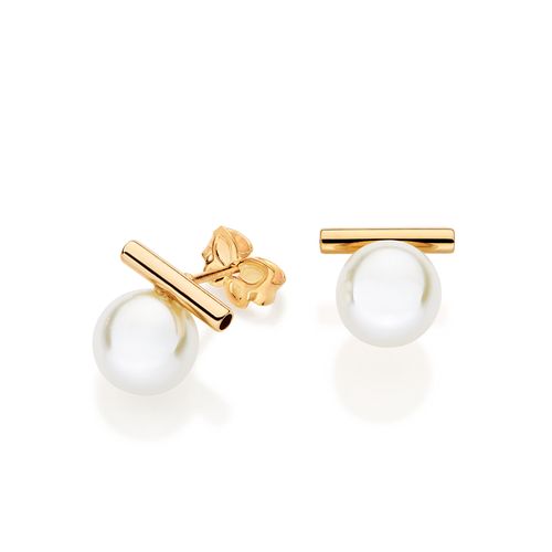 BRINCO PALITO BANHADO A OURO 18K COM PÉROLAS SINTÉTICAS