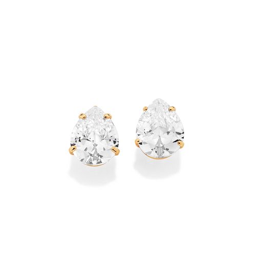 BRINCO SOLITÁRIO GOTA BANHADO A OURO 18K COM ZIRCÔNIAS