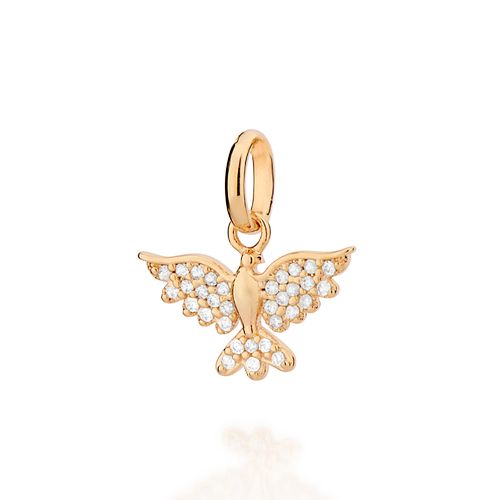 PINGENTE ESPÍRITO SANTO BANHADO A OURO 18 K COM ZIRCÔNIAS