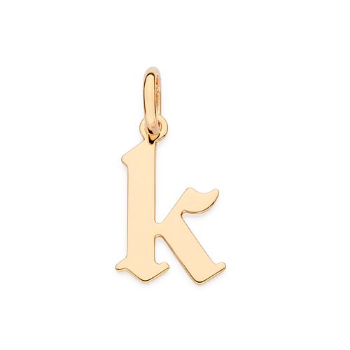 PINGENTE LETRA GÓTICA BANHADA A OURO 18K-LETRA K