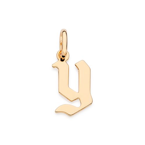 PINGENTE LETRA GÓTICA BANHADA A OURO 18K-LETRA Y