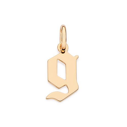 PINGENTE LETRA GÓTICA BANHADA A OURO 18K-LETRA G