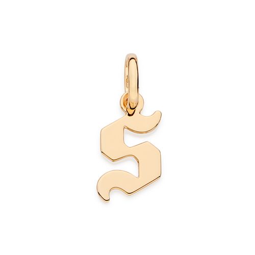 PINGENTE LETRA GÓTICA BANHADA A OURO 18K-LETRA S