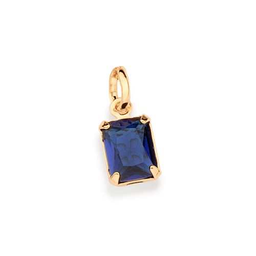 PINGENTE SOLITÁRIO BANHADO A OURO 18K COM CRISTAL RETANGULAR