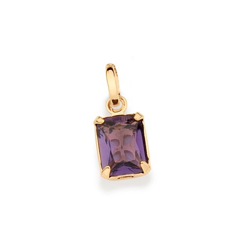 PINGENTE SOLITÁRIO BANHADO A OURO 18K COM CRISTAL RETANGULAR