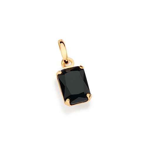 PINGENTE SOLITÁRIO BANHADO A OURO 18K COM CRISTAL RETANGULAR