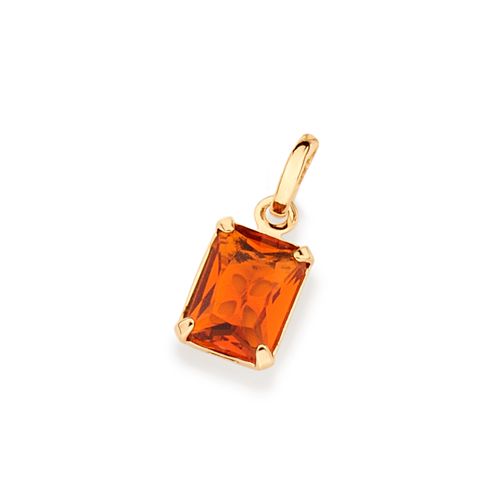 PINGENTE SOLITÁRIO BANHADO A OURO 18K COM CRISTAL RETANGULAR