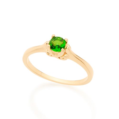 ANEL SOLITÁRIO BANHADO A OURO 18K COM CRISTAL