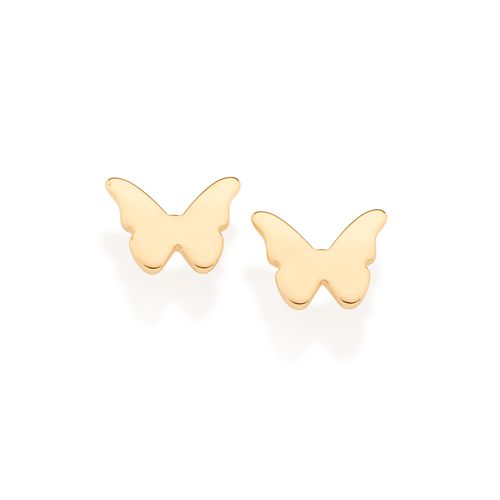 BRINCO BORBOLETA BANHADO A OURO 18K