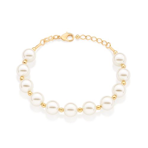 PULSEIRA BANHADA A OURO 18K COM PÉROLAS SINTÉTICAS