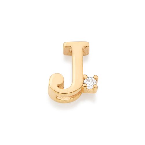 PINGENTE LETRA BANHADO A OURO 18K COM ZIRCÔNIA-LETRA J