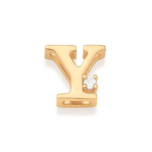 PINGENTE LETRA BANHADO A OURO 18K COM ZIRCÔNIA-LETRA Y