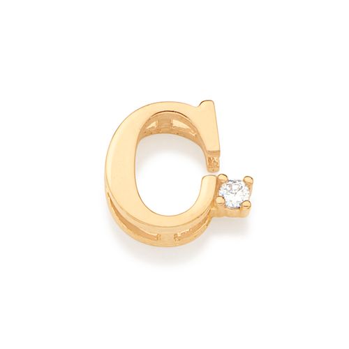 PINGENTE LETRA BANHADO A OURO 18K COM ZIRCÔNIA-LETRA C