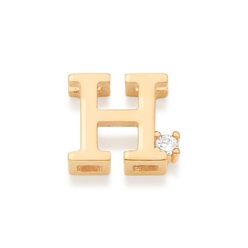 PINGENTE LETRA BANHADO A OURO 18K COM ZIRCÔNIA-LETRA H