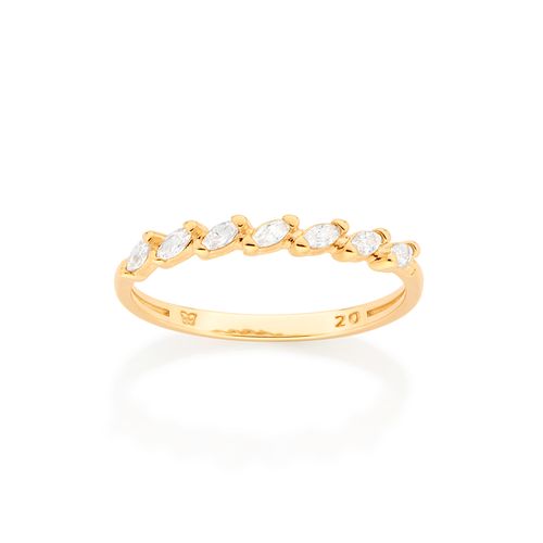 ANEL SKINNY BANHADO A OURO 18K COM ZIRCÔNIAS NAVETES
